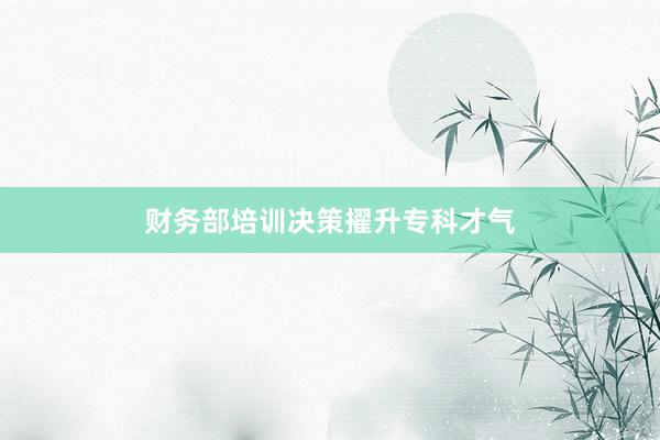 财务部培训决策擢升专科才气